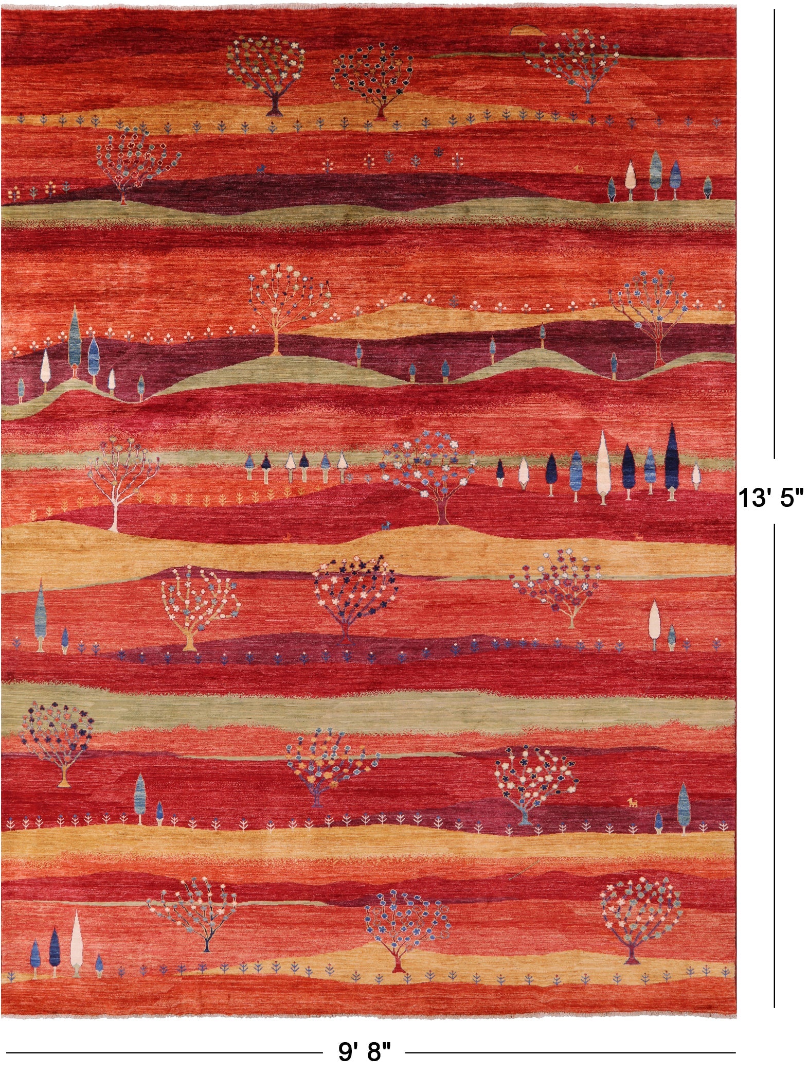 Persian Tribal Gabbeh Handmade Wool Rug - 9' 8" X 13' 5" - Golden Nile