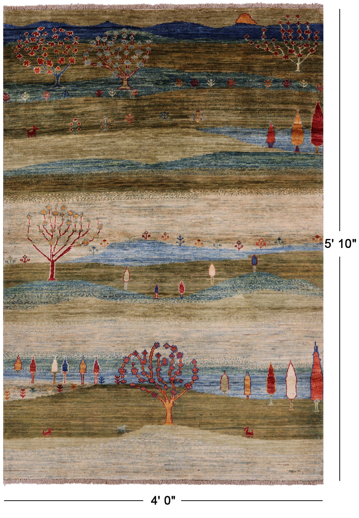 Tribal Persian Gabbeh Hand Knotted Wool Rug - 4' 0" X 5' 10" - Golden Nile