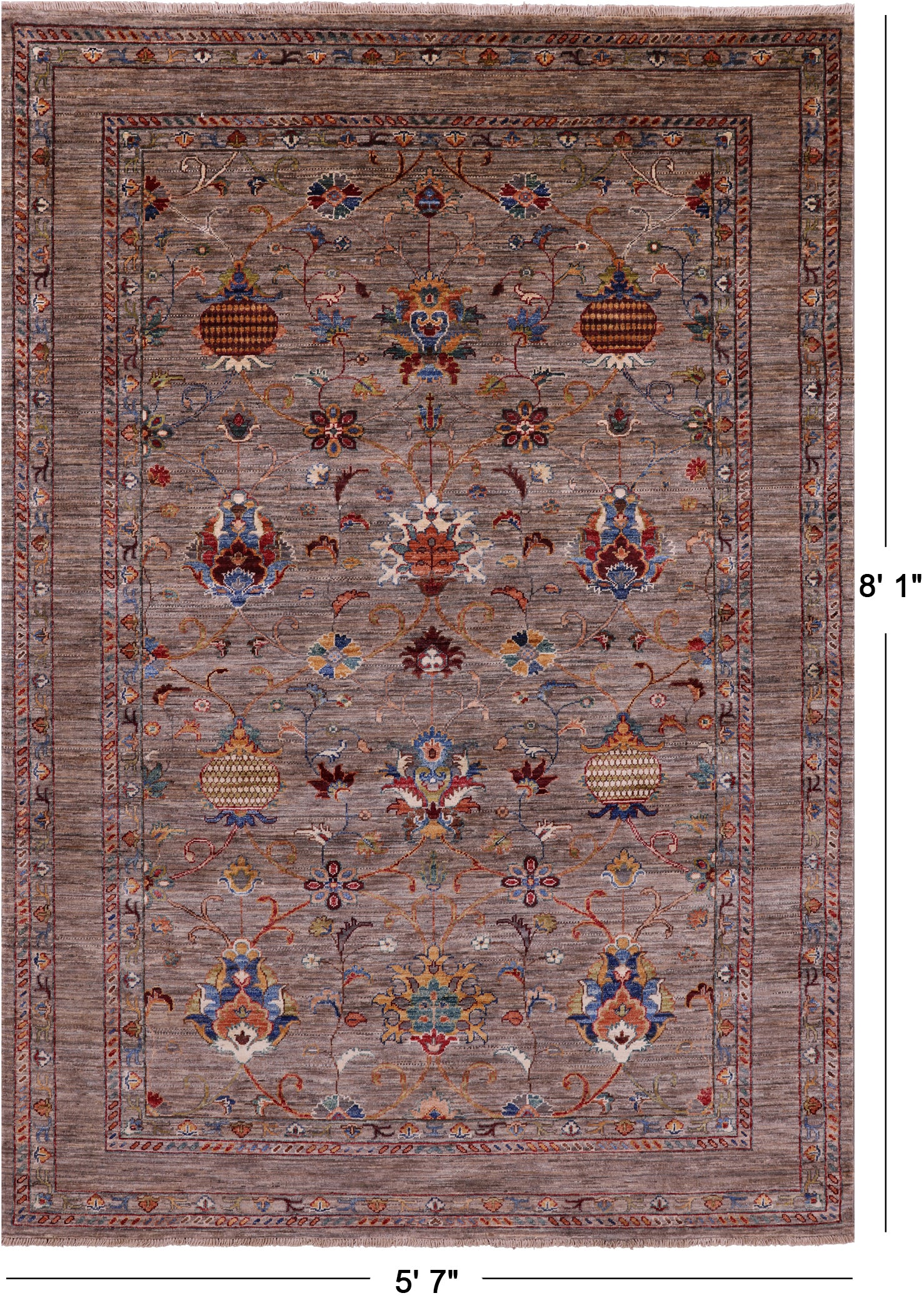 Peshawar Hand Knotted Wool Rug - 5' 7" X 8' 1" - Golden Nile