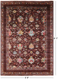 Brown Peshawar Hand Knotted Wool Rug - 5' 8" X 8' 1" - Golden Nile