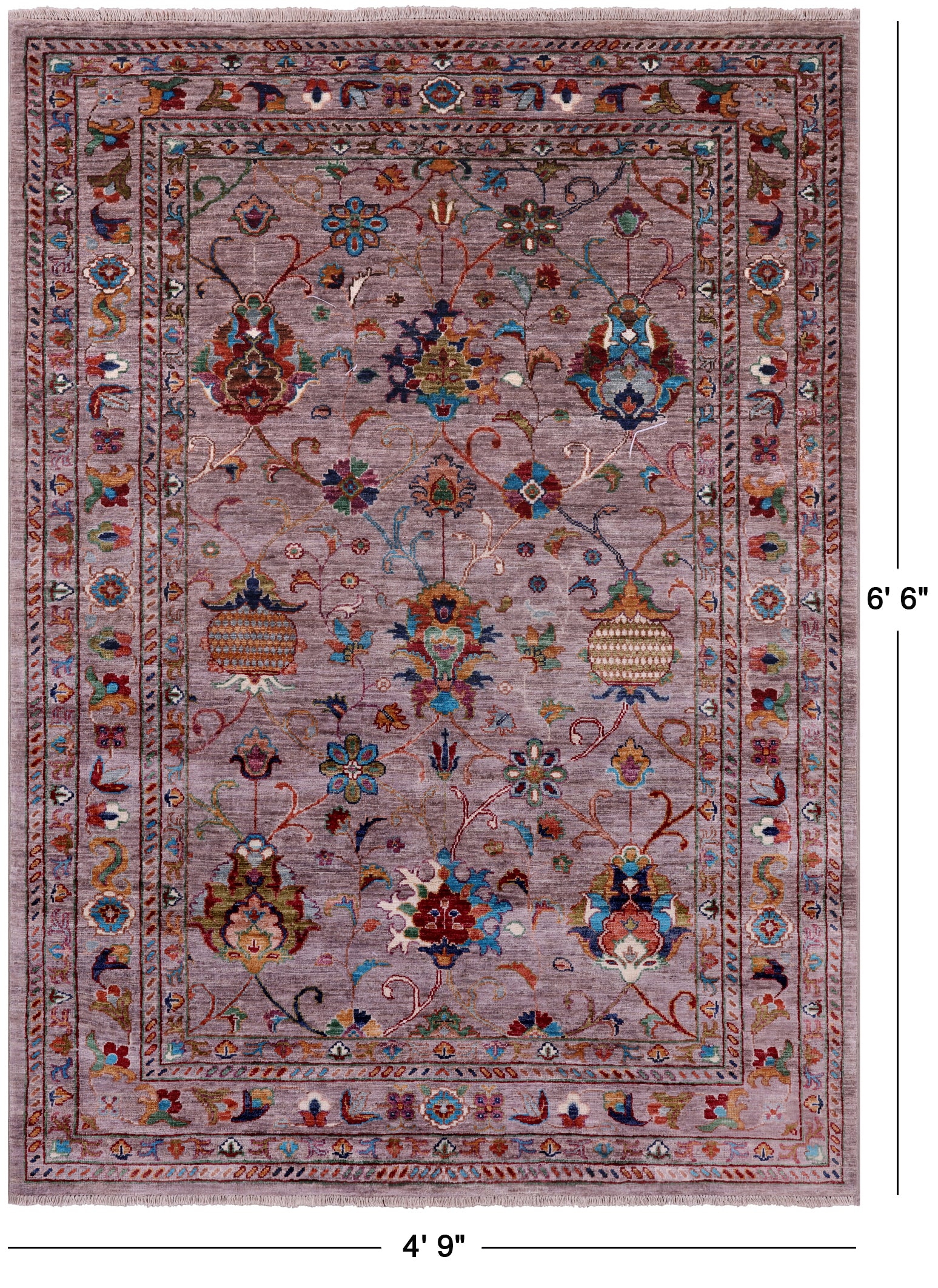 Peshawar Hand Knotted Wool Rug - 4' 9" X 6' 6" - Golden Nile