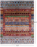 Persian Gabbeh Tribal Handmade Wool Rug - 5' 0" X 6' 8" - Golden Nile