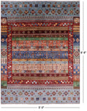 Persian Gabbeh Tribal Handmade Wool Rug - 5' 0" X 6' 8" - Golden Nile