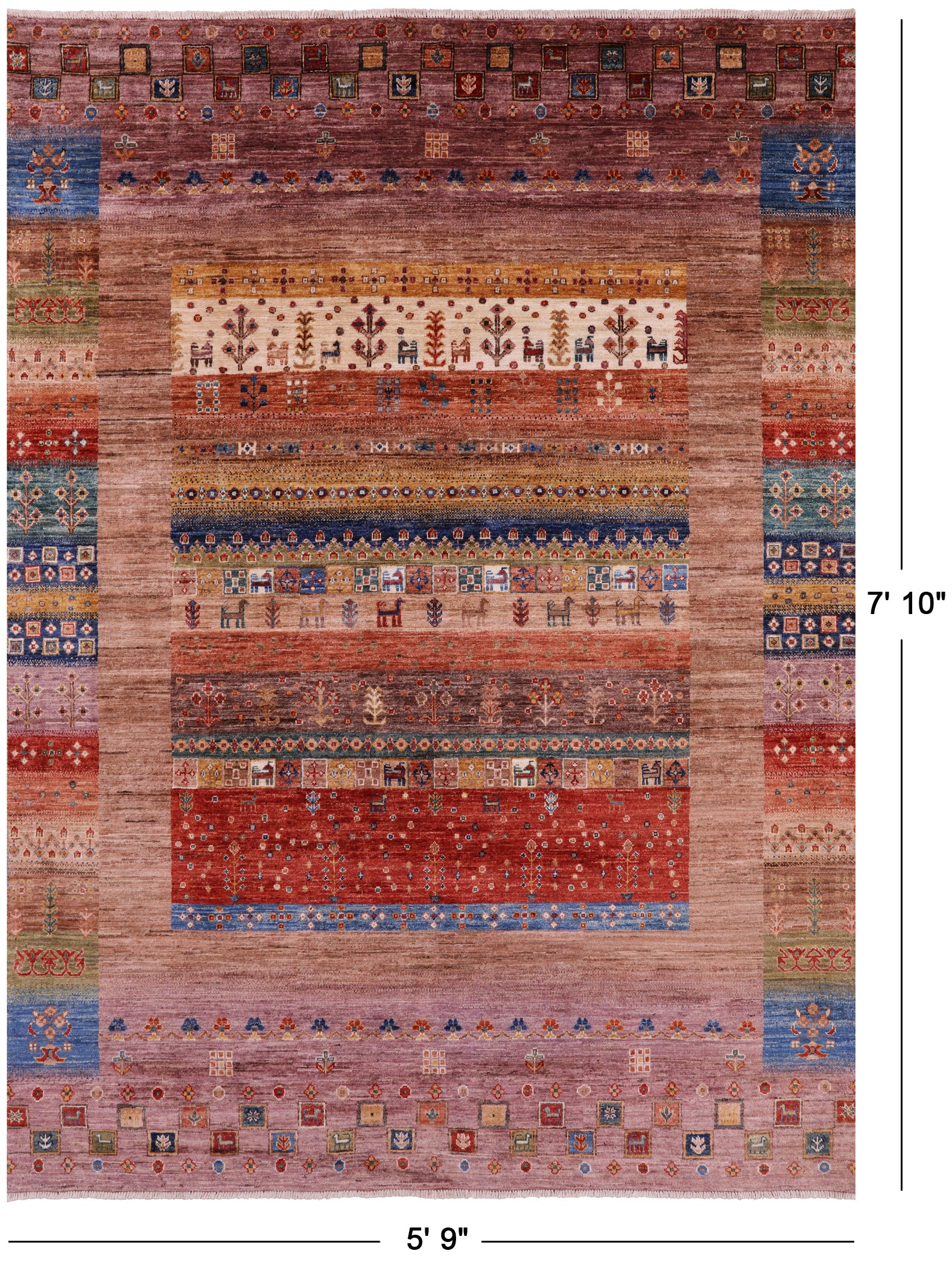 Persian Tribal Gabbeh Hand Knotted Wool Rug - 5' 9" X 7' 10" - Golden Nile