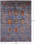 Blue Turkmen Ersari Handmade Wool Rug - 5' 9" X 7' 10" - Golden Nile