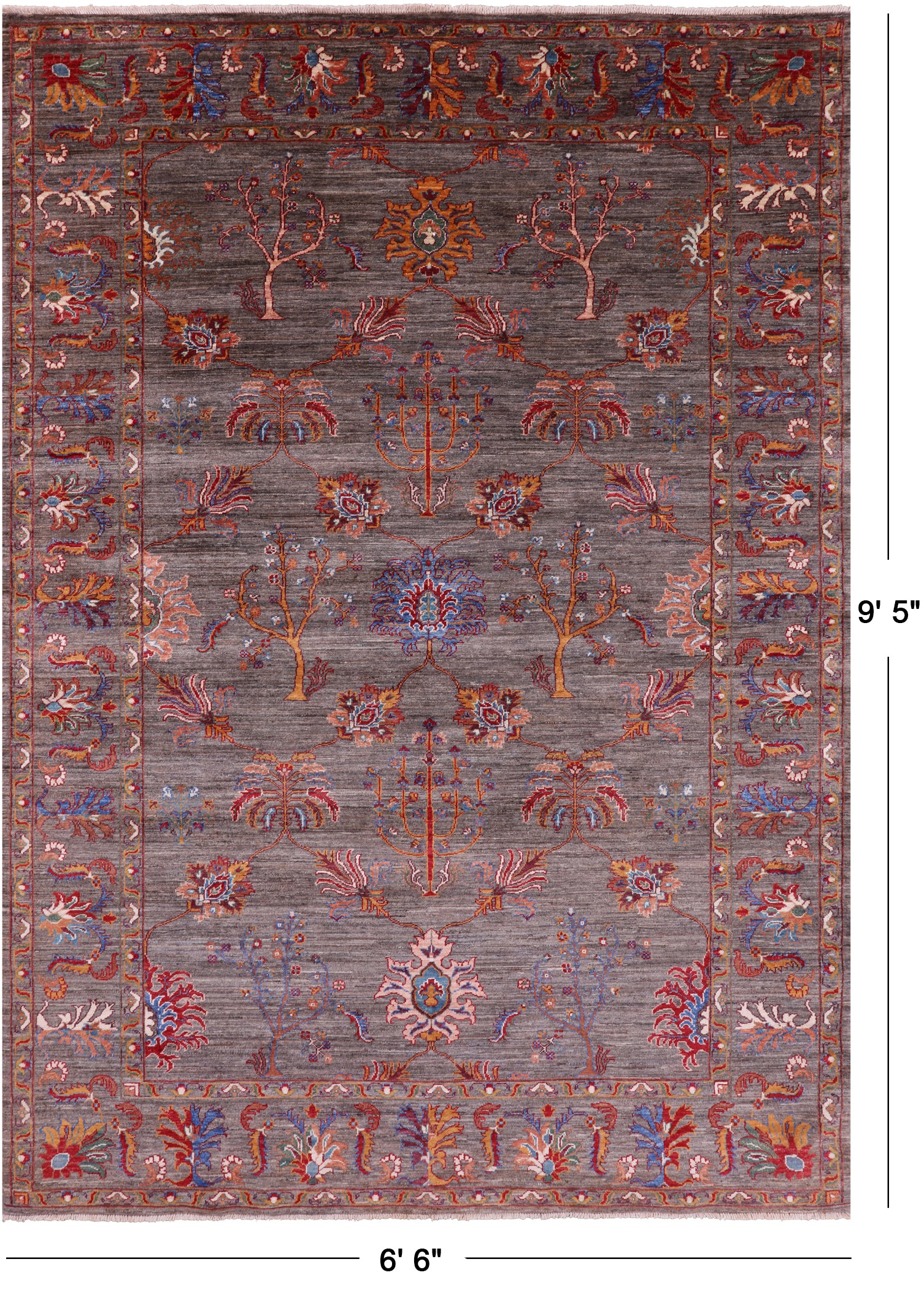 Peshawar Hand Knotted Wool Rug - 6' 6" X 9' 5" - Golden Nile