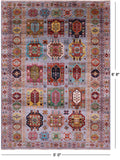 Grey Turkmen Ersari Hand Knotted Wool Rug - 5' 0" X 6' 8" - Golden Nile