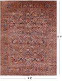 Brown Peshawar Hand Knotted Wool Rug - 9' 0" X 12' 0" - Golden Nile