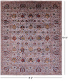 Grey Peshawar Hand Knotted Wool Rug - 8' 2" X 10' 0" - Golden Nile