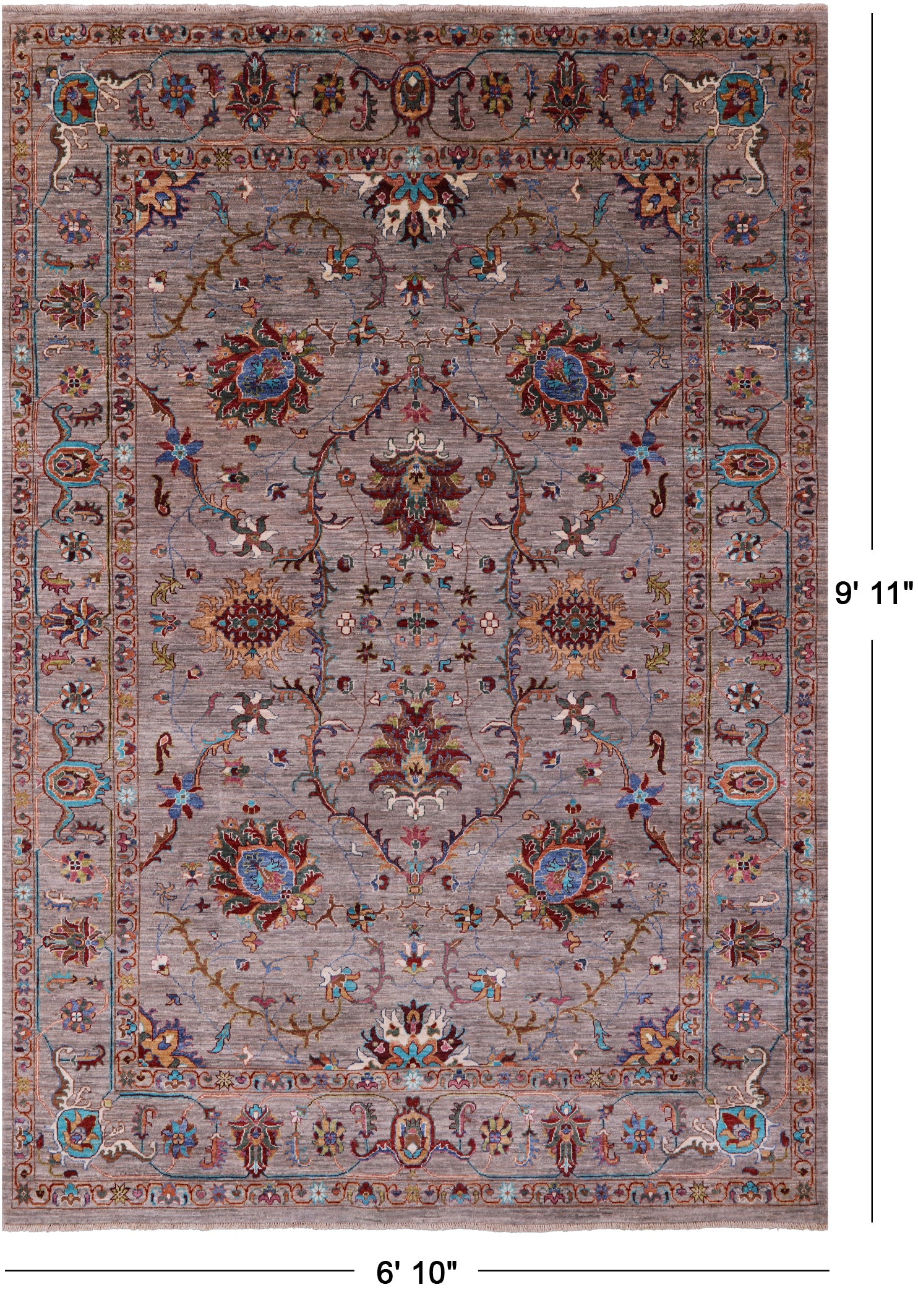 Peshawar Handmade Wool Rug - 6' 10" X 9' 11" - Golden Nile