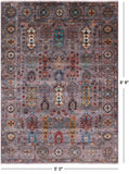 Grey Turkmen Ersari Hand Knotted Wool Rug - 5' 0" X 6' 9" - Golden Nile