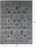 Blue Peshawar Hand Knotted Wool Rug - 5' 8" X 7' 10" - Golden Nile