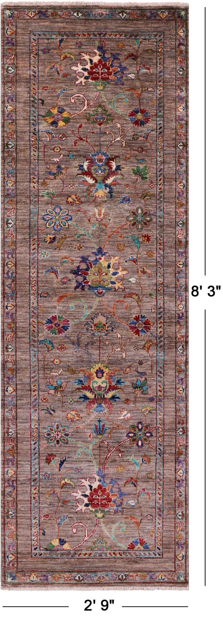 Peshawar Hand Knotted Wool Runner Rug - 2' 9" X 8' 3" - Golden Nile