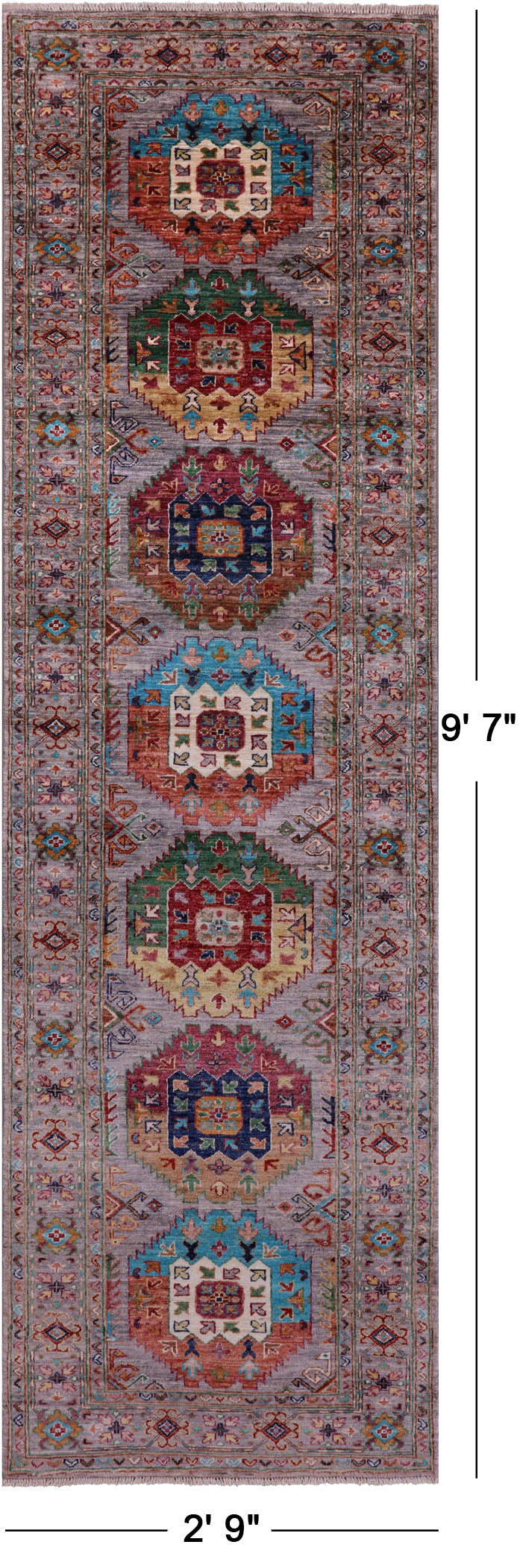 Turkmen Ersari Handmade Wool Runner Rug - 2' 9" X 9' 7" - Golden Nile