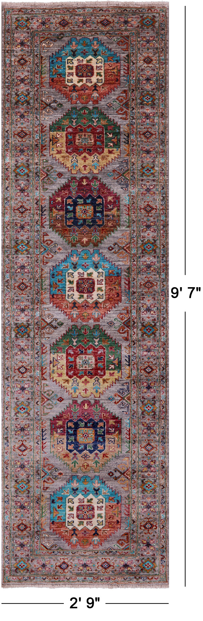 Turkmen Ersari Hand Knotted Wool Runner Rug - 2' 9" X 9' 7" - Golden Nile