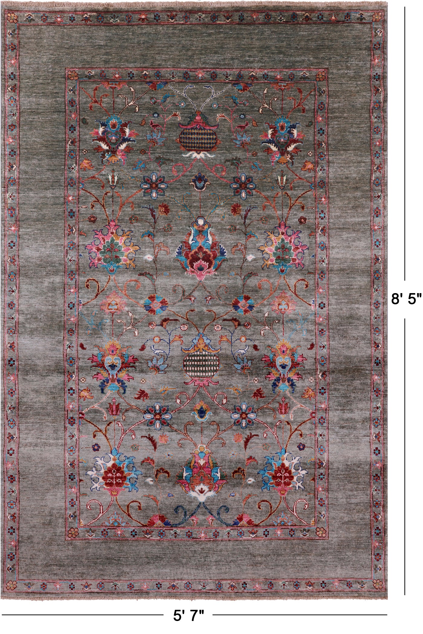 Peshawar Handmade Wool Rug - 5' 7" X 8' 5" - Golden Nile