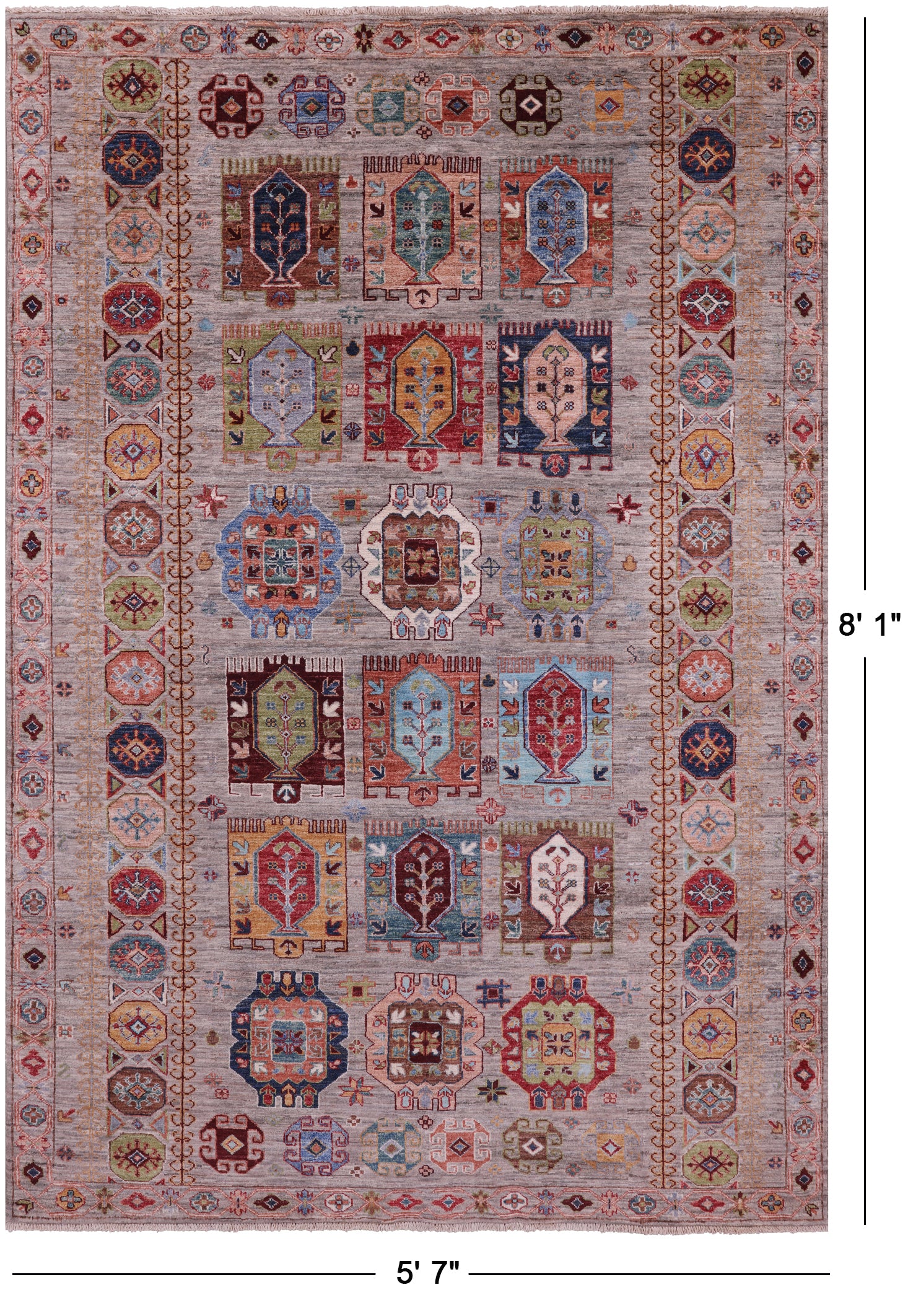 Turkmen Ersari Hand Knotted Wool Rug - 5' 7" X 8' 1" - Golden Nile