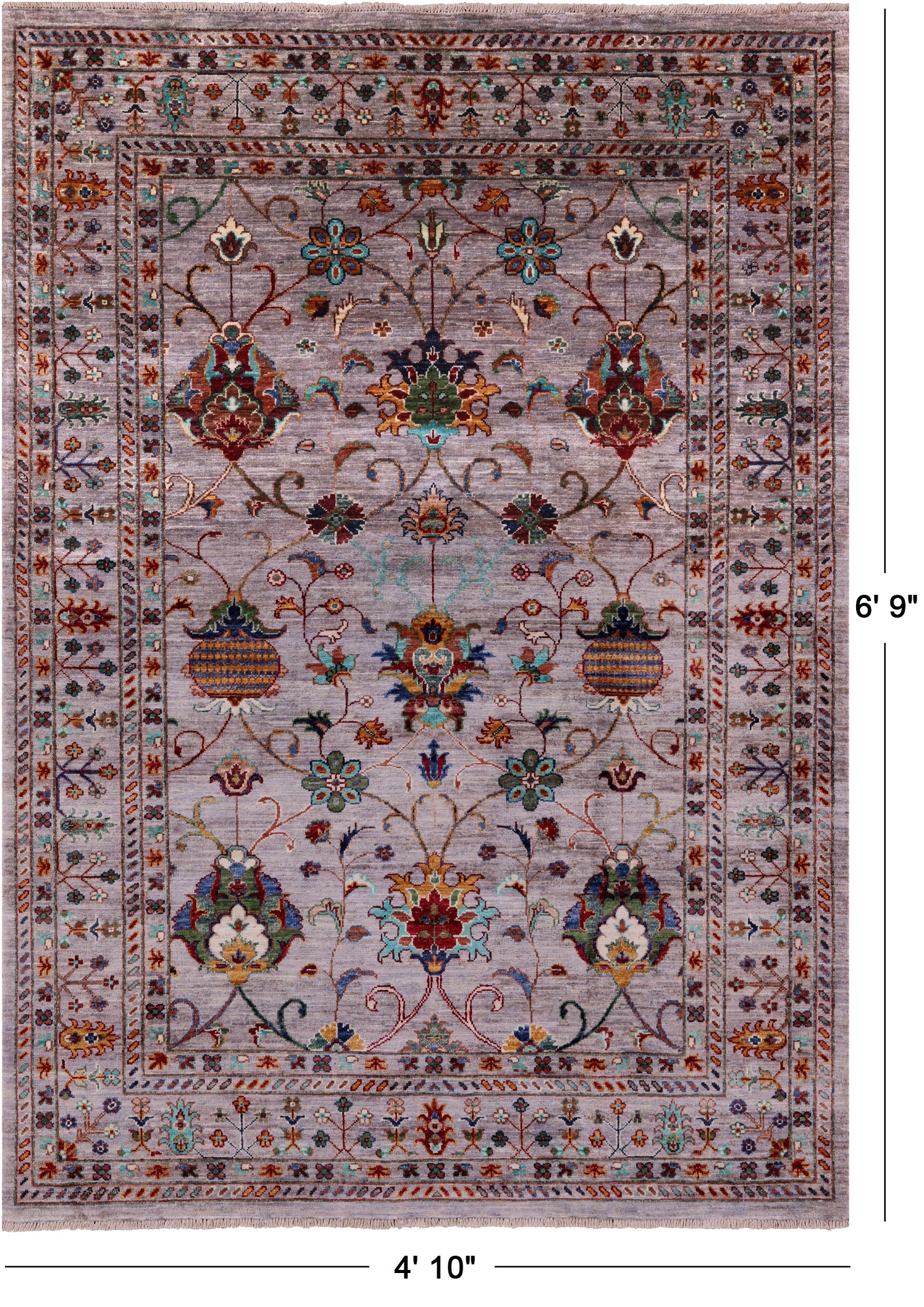 Peshawar Handmade Wool Rug - 4' 10" X 6' 9" - Golden Nile