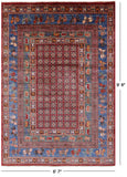 Antiqued Pazyryk Historical Design Hand Knotted Wool Rug - 6' 7" X 9' 8" - Golden Nile