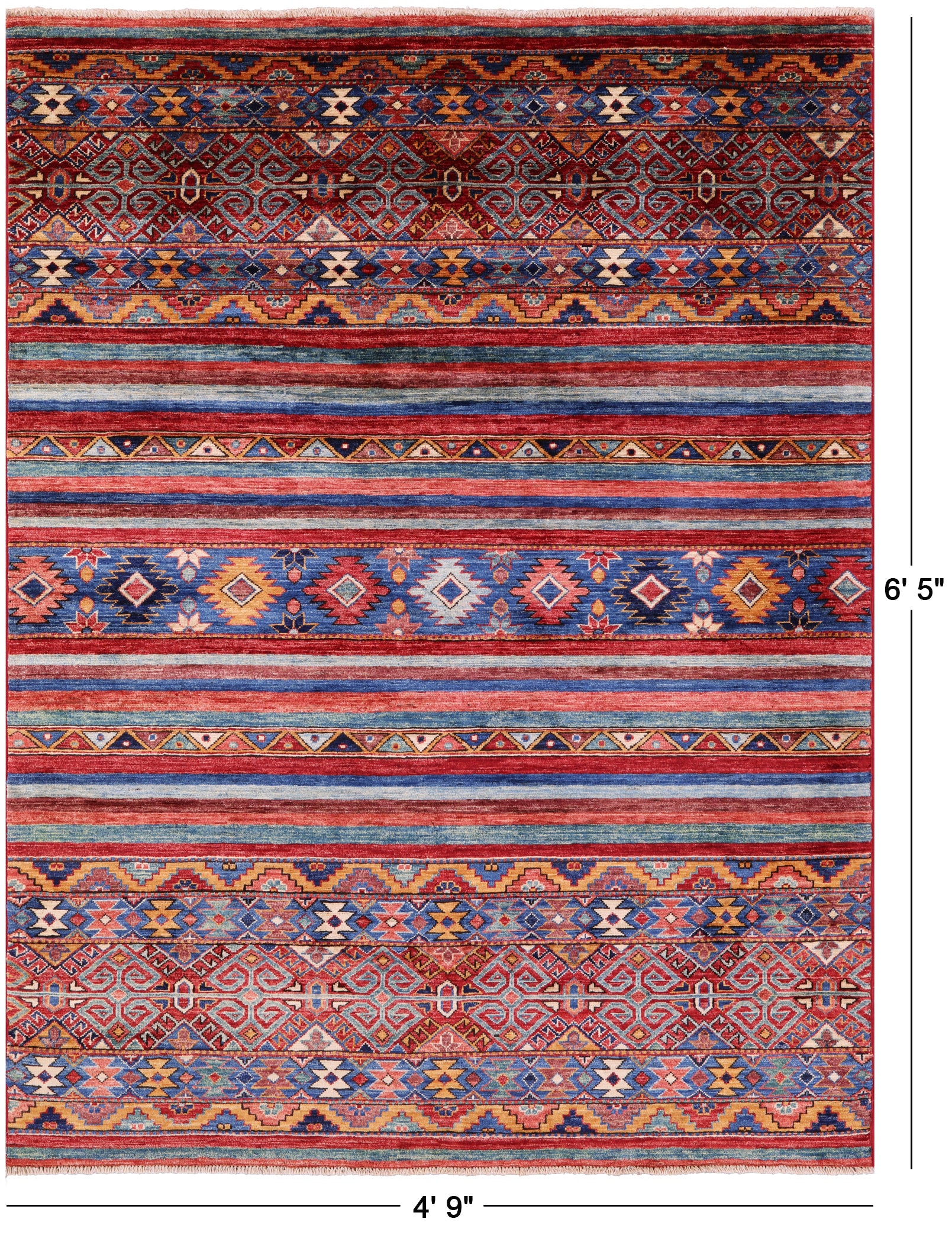 Khorjin Persian Gabbeh Hand Knotted Wool Rug - 4' 9" X 6' 5" - Golden Nile