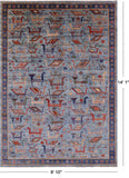 Blue Persian Fine Serapi Hand Knotted Wool Rug - 9' 10" X 14' 1" - Golden Nile