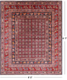 Antiqued Pazyryk Historical Design Hand Knotted Wool Rug - 8' 0" X 9' 7" - Golden Nile