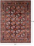 Brown Turkmen Ersari Hand Knotted Wool Rug - 5' 9" X 7' 10" - Golden Nile