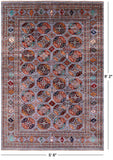 Grey Turkmen Ersari Hand Knotted Wool Rug - 5' 6" X 8' 2" - Golden Nile