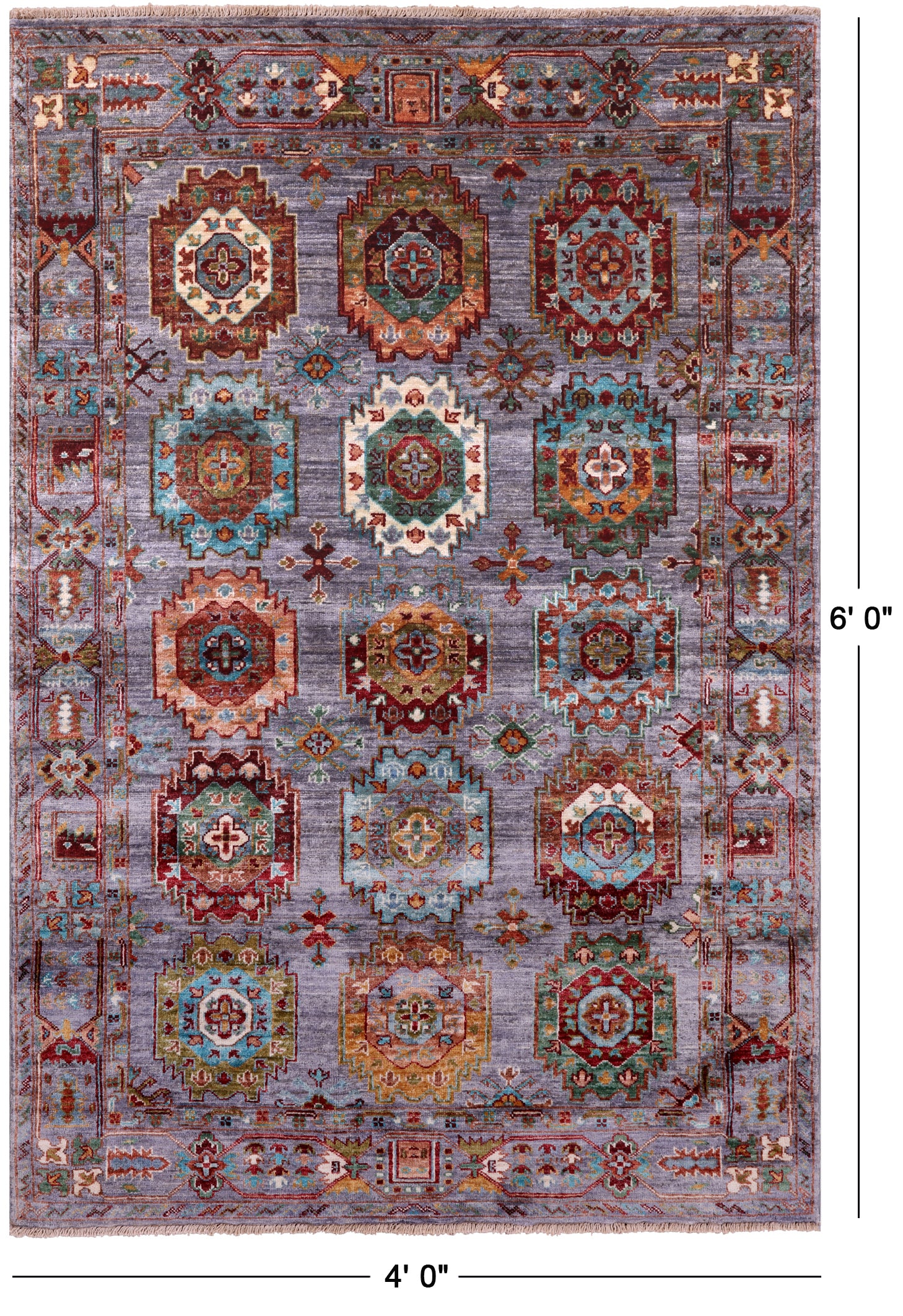 Turkmen Ersari Hand Knotted Wool Rug - 4' 0" X 6' 0" - Golden Nile
