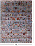 Grey Peshawar Handmade Wool Rug - 5' 8" X 7' 8" - Golden Nile