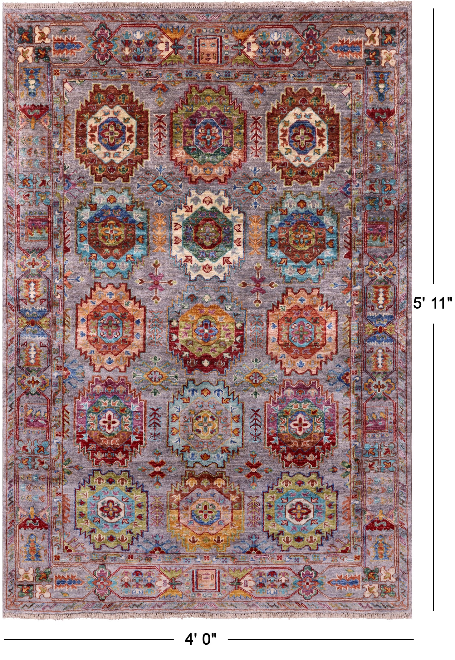 Turkmen Ersari Hand Knotted Wool Rug - 4' 0" X 5' 11" - Golden Nile