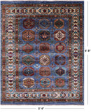 Blue Turkmen Ersari Hand Knotted Wool Rug - 5' 4" X 6' 8" - Golden Nile
