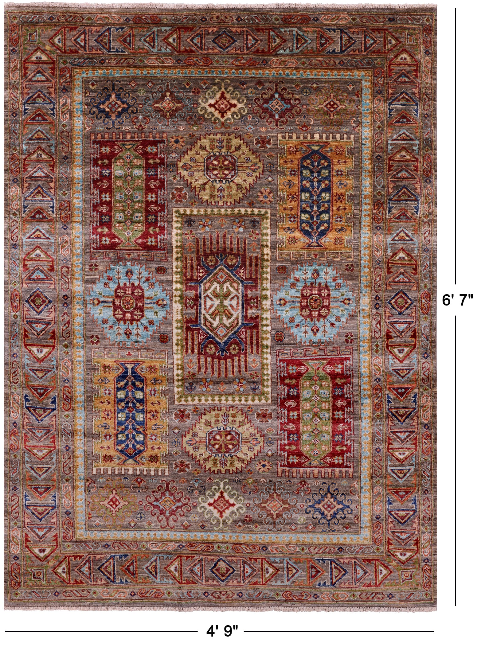 Turkmen Ersari Handmade Wool Rug - 4' 9" X 6' 7" - Golden Nile