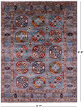 Grey Turkmen Ersari Hand Knotted Wool Rug - 5' 1" X 6' 9" - Golden Nile