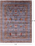 Grey Peshawar Hand Knotted Wool Rug - 5' 0" X 6' 10" - Golden Nile