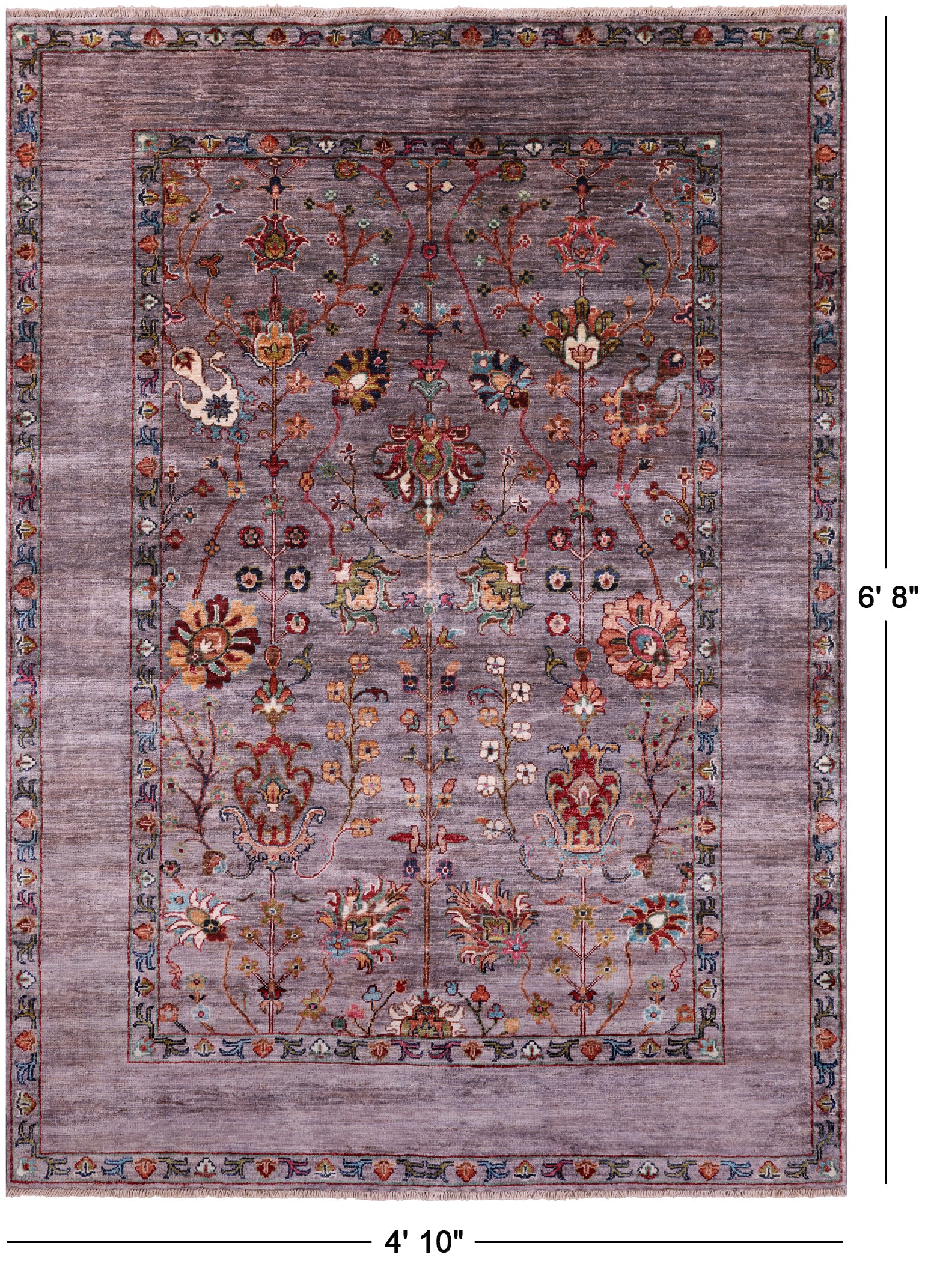 Peshawar Hand Knotted Wool Rug - 4' 10" X 6' 8" - Golden Nile