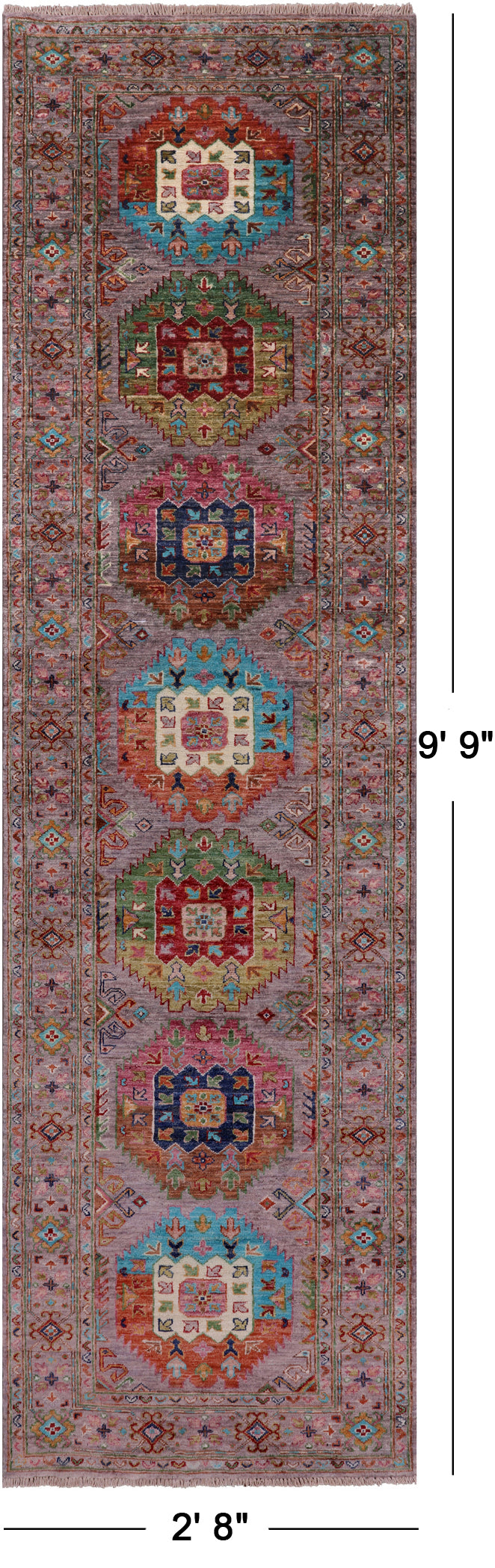 Turkmen Ersari Handmade Wool Runner Rug - 2' 8" X 9' 9" - Golden Nile