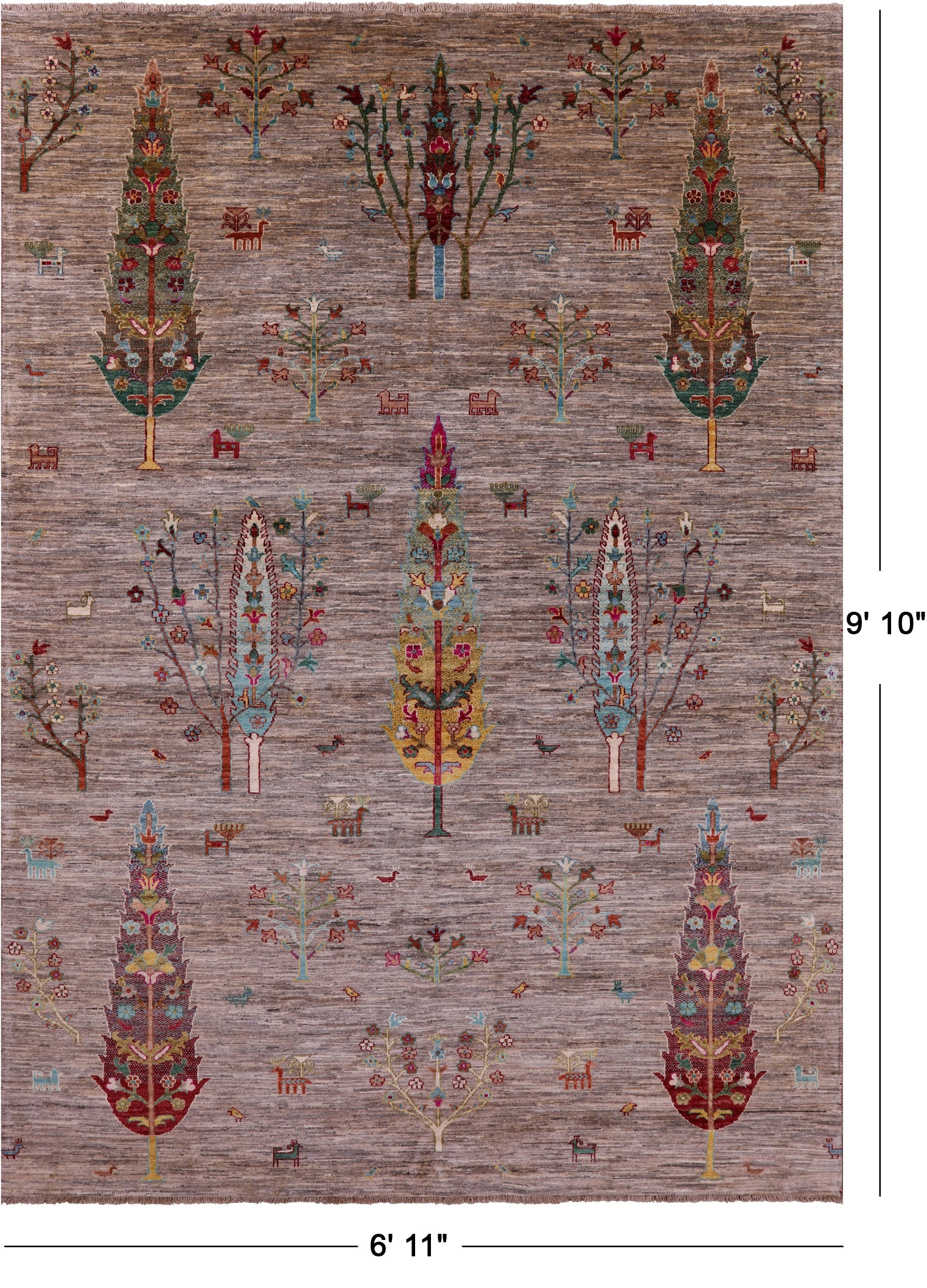 Persian Tribal Gabbeh Hand Knotted Wool Rug - 6' 11" X 9' 10" - Golden Nile