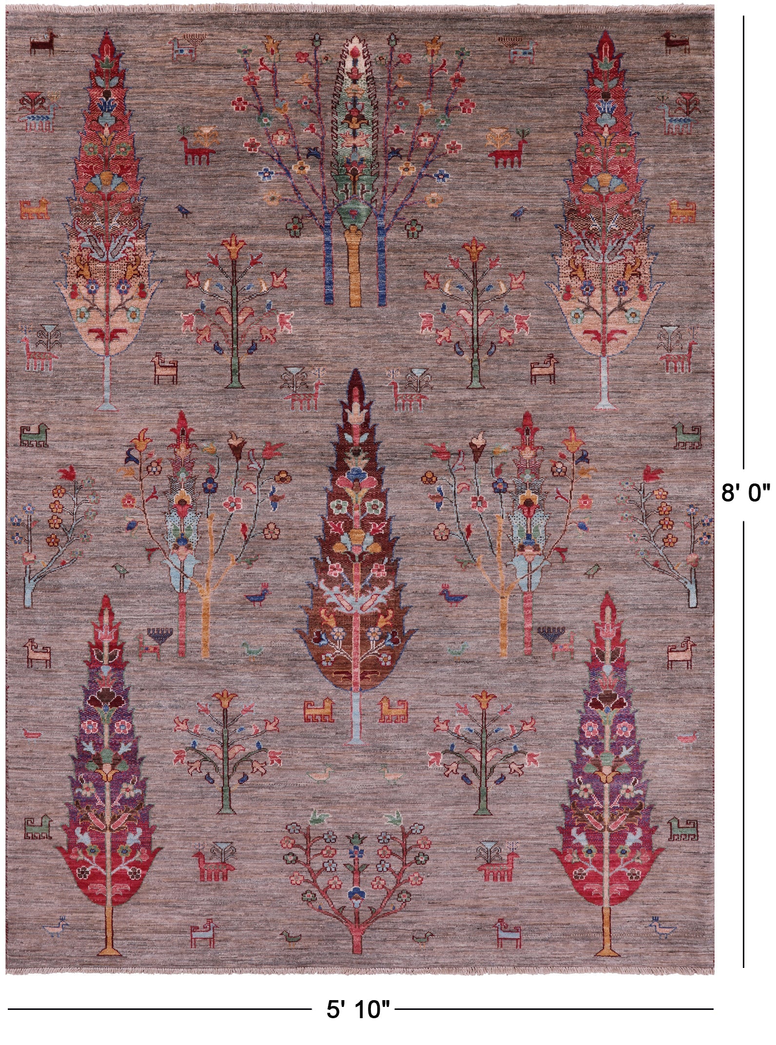 Persian Tribal Gabbeh Hand Knotted Wool Rug - 5' 10" X 8' 0" - Golden Nile