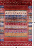 Persian Gabbeh Tribal Handmade Wool Rug - 7' 0" X 10' 3" - Golden Nile