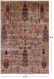 Tribal Persian Gabbeh Hand Knotted Wool Rug - 4' 2" X 6' 2" - Golden Nile