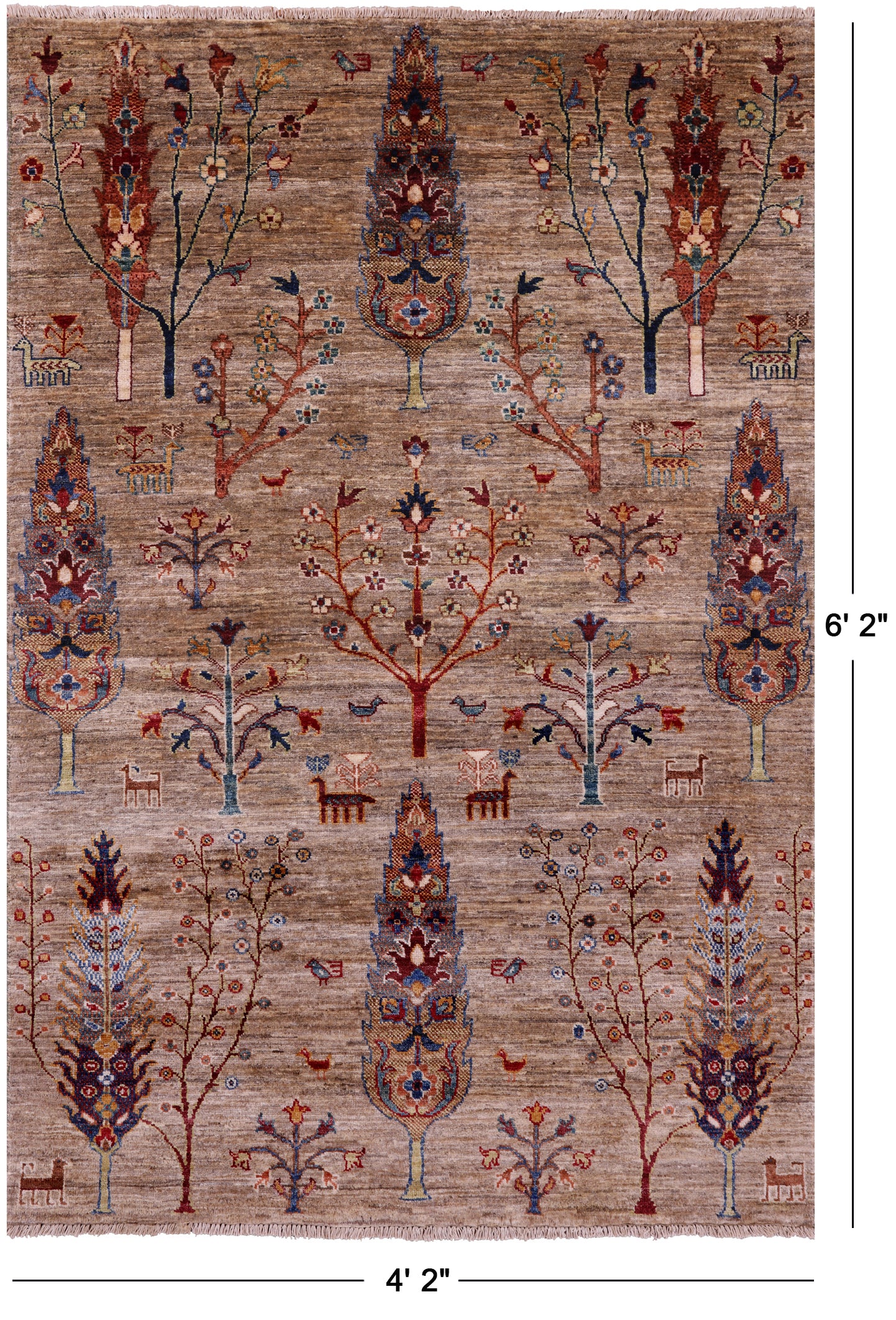 Tribal Persian Gabbeh Hand Knotted Wool Rug - 4' 2" X 6' 2" - Golden Nile