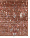 Brown Tribal Persian Gabbeh Hand Knotted Wool Rug - 5' 1" X 6' 6" - Golden Nile
