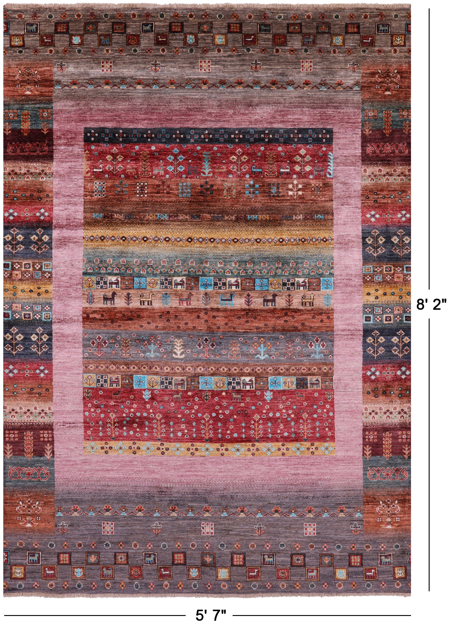 Persian Gabbeh Tribal Hand Knotted Wool Rug - 5' 7" X 8' 2" - Golden Nile