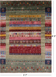 Persian Gabbeh Tribal Hand Knotted Wool Rug - 5' 7" X 8' 0" - Golden Nile