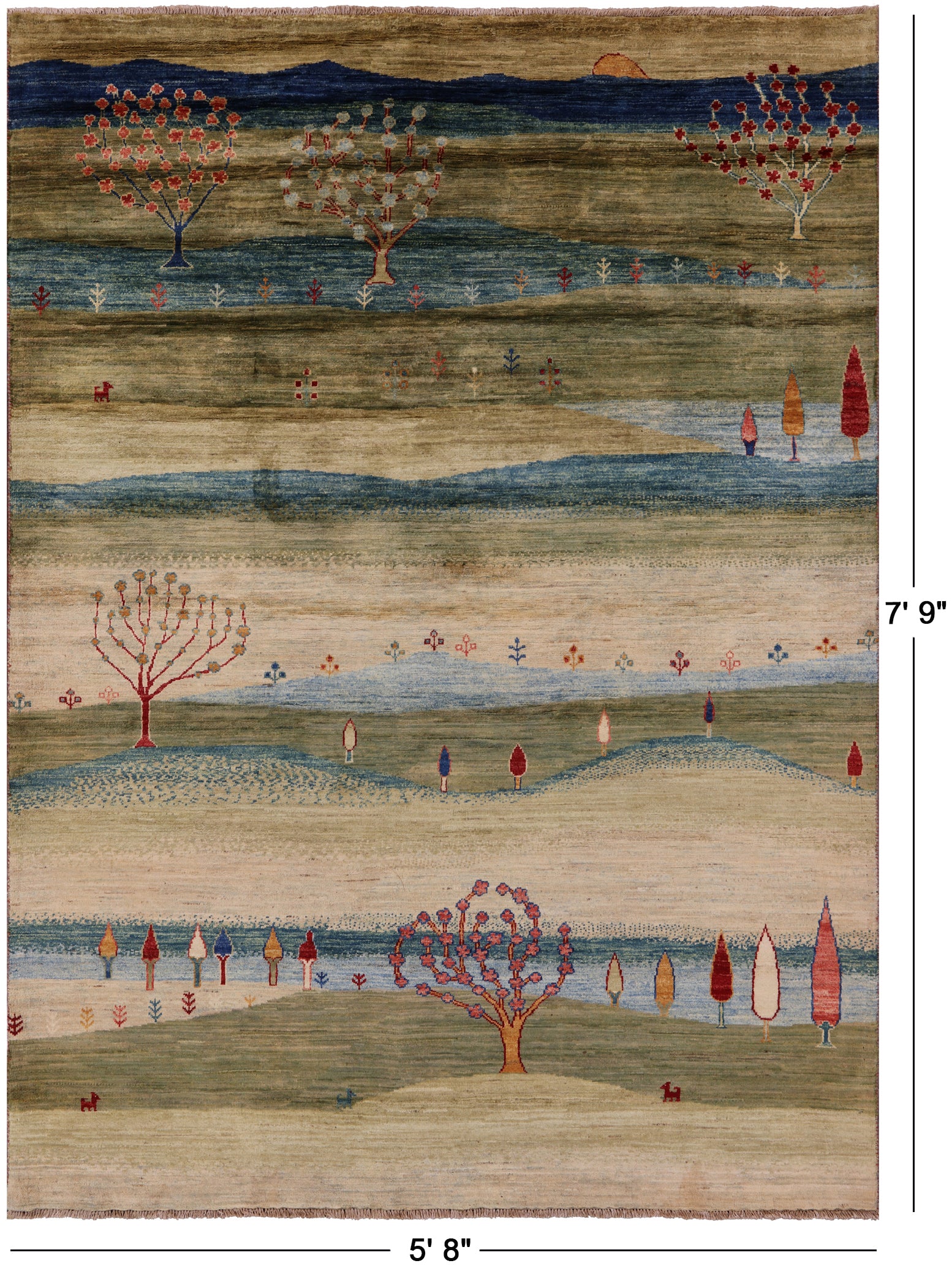 Persian Gabbeh Tribal Hand Knotted Wool Rug - 5' 8" X 7' 9" - Golden Nile