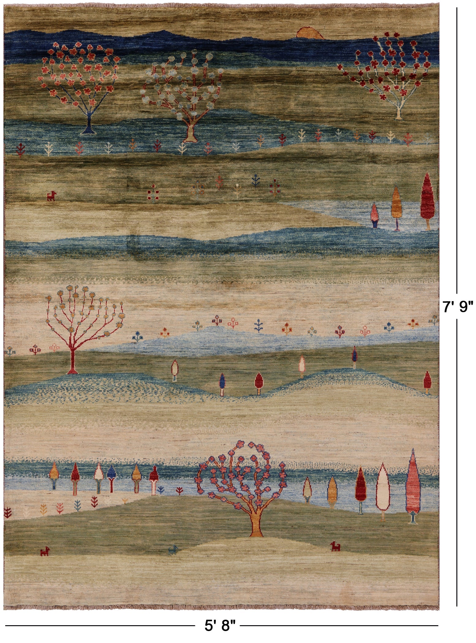 Persian Gabbeh Tribal Hand Knotted Wool Rug - 5' 8" X 7' 9" - Golden Nile