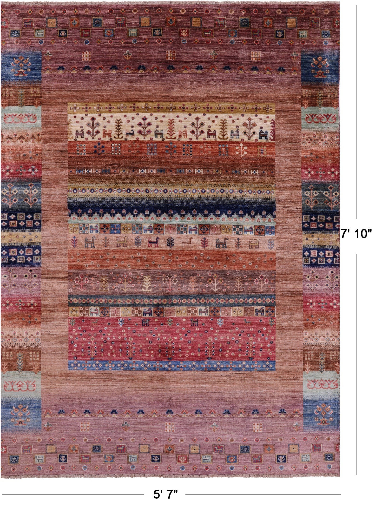 Persian Gabbeh Tribal Hand Knotted Wool Rug - 5' 7" X 7' 10" - Golden Nile