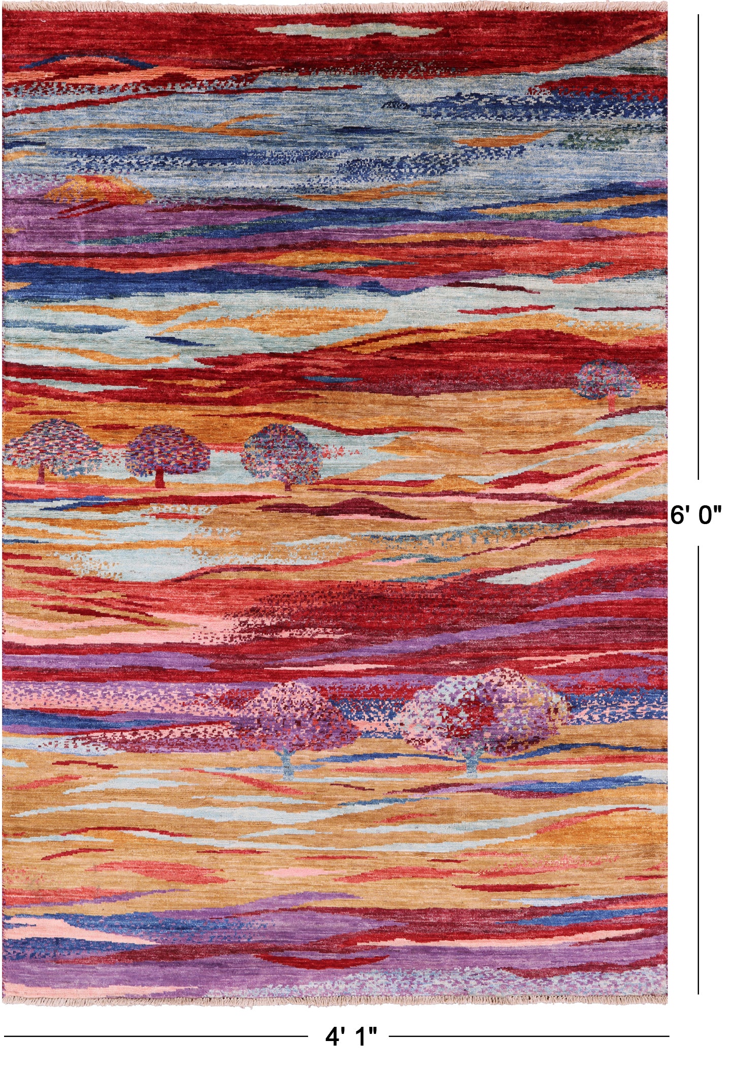 Persian Gabbeh Tribal Hand Knotted Wool Rug - 4' 1" X 6' 0" - Golden Nile