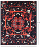 Black William Morris Handmade Wool Rug - 9' 2" X 11' 5" - Golden Nile
